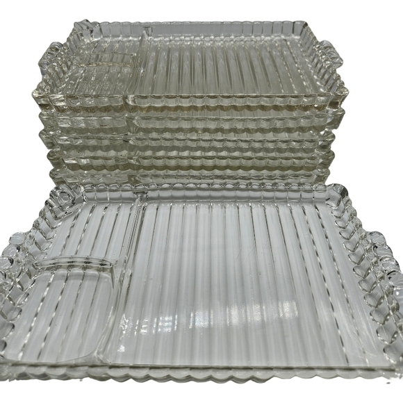 Elegant Clear Glass Bubble Snack Tray Set of 6 - Picture 3 of 11